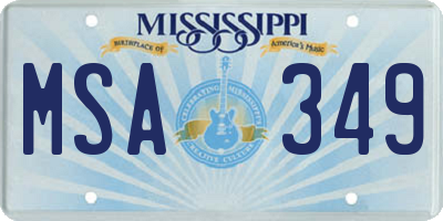 MS license plate MSA349