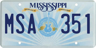 MS license plate MSA351
