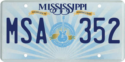MS license plate MSA352