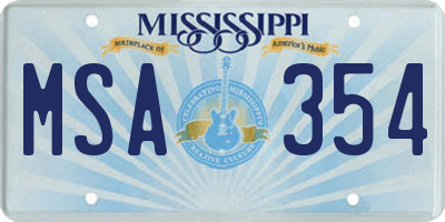 MS license plate MSA354