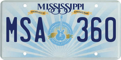 MS license plate MSA360