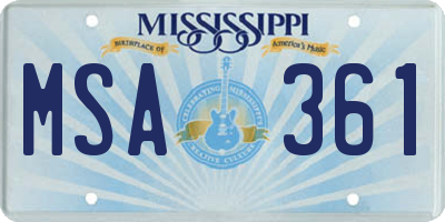 MS license plate MSA361