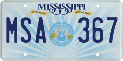 MS license plate MSA367