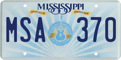 MS license plate MSA370