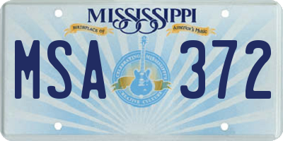 MS license plate MSA372