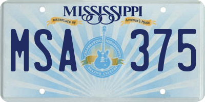MS license plate MSA375
