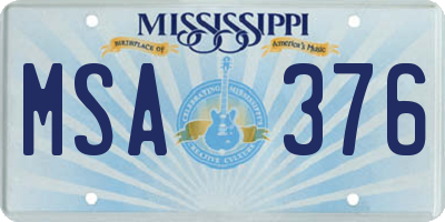MS license plate MSA376