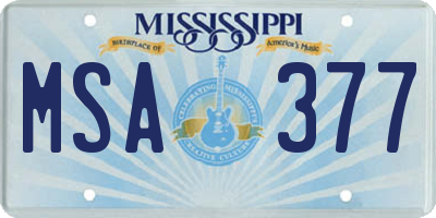 MS license plate MSA377
