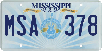 MS license plate MSA378