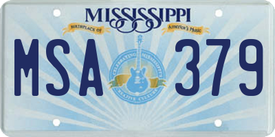 MS license plate MSA379
