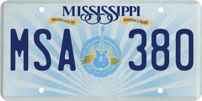 MS license plate MSA380