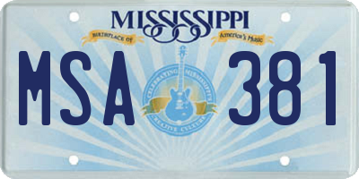 MS license plate MSA381