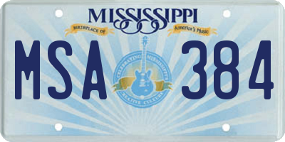 MS license plate MSA384