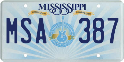 MS license plate MSA387