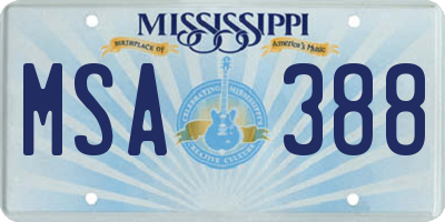 MS license plate MSA388