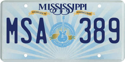 MS license plate MSA389