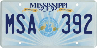MS license plate MSA392