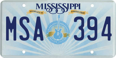MS license plate MSA394