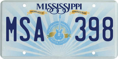MS license plate MSA398