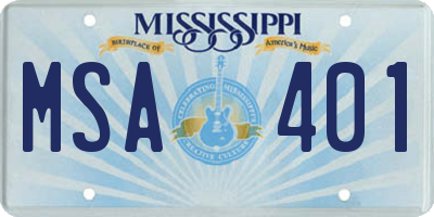 MS license plate MSA401