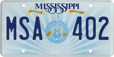 MS license plate MSA402
