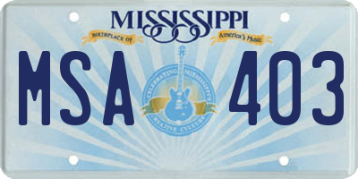 MS license plate MSA403