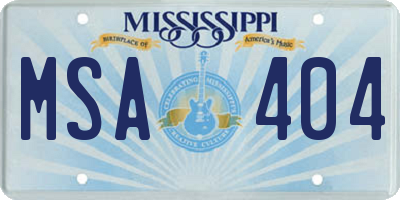 MS license plate MSA404