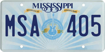 MS license plate MSA405