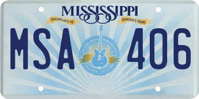 MS license plate MSA406