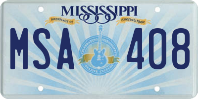 MS license plate MSA408