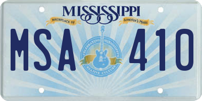 MS license plate MSA410