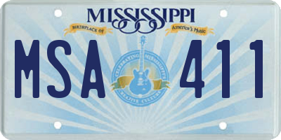 MS license plate MSA411