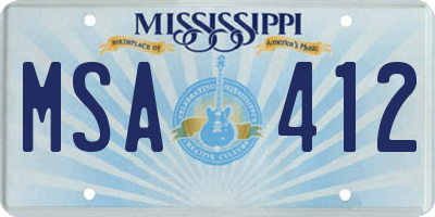 MS license plate MSA412