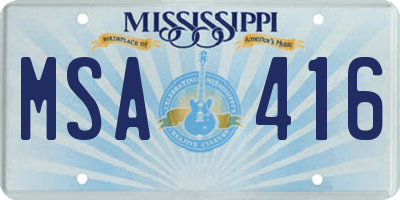 MS license plate MSA416