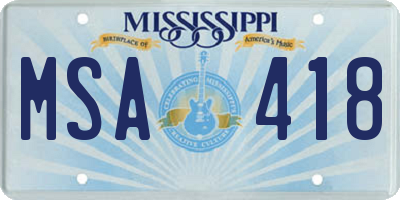 MS license plate MSA418