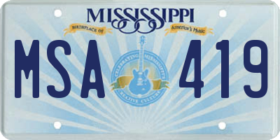 MS license plate MSA419