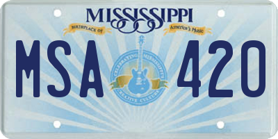 MS license plate MSA420