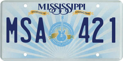 MS license plate MSA421