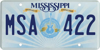 MS license plate MSA422