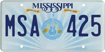 MS license plate MSA425