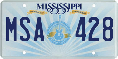 MS license plate MSA428