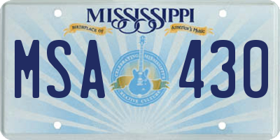MS license plate MSA430