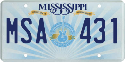 MS license plate MSA431