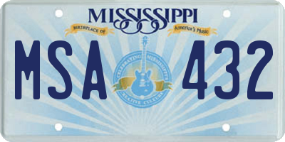 MS license plate MSA432