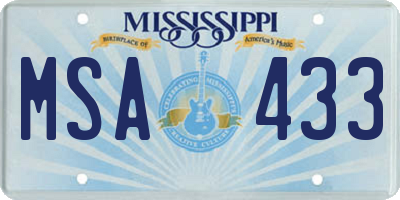 MS license plate MSA433