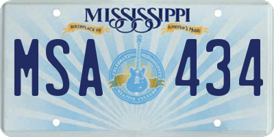 MS license plate MSA434
