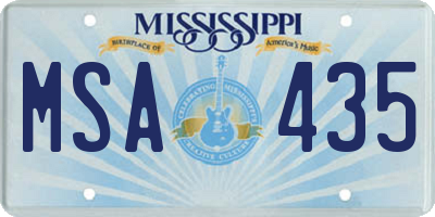 MS license plate MSA435
