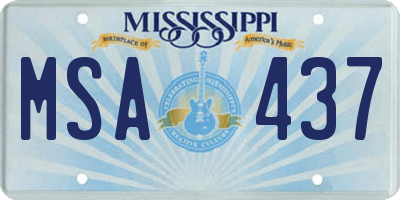 MS license plate MSA437