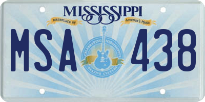 MS license plate MSA438