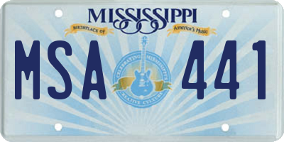 MS license plate MSA441